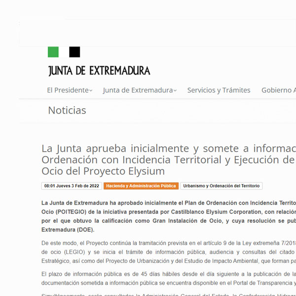 Junta de extremadura - Comunicado de prensa - Elysium