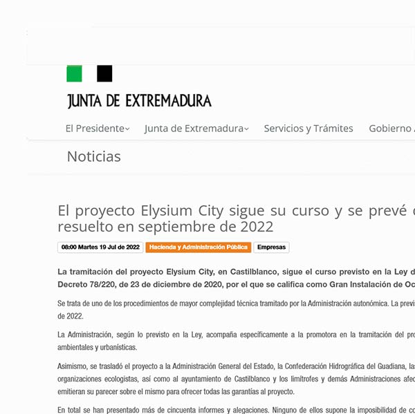 Junta de extremadura - Comunicado de prensa - Elysium